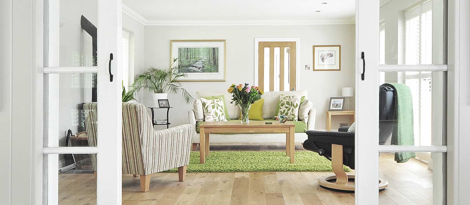 Modern living room with clean air quality