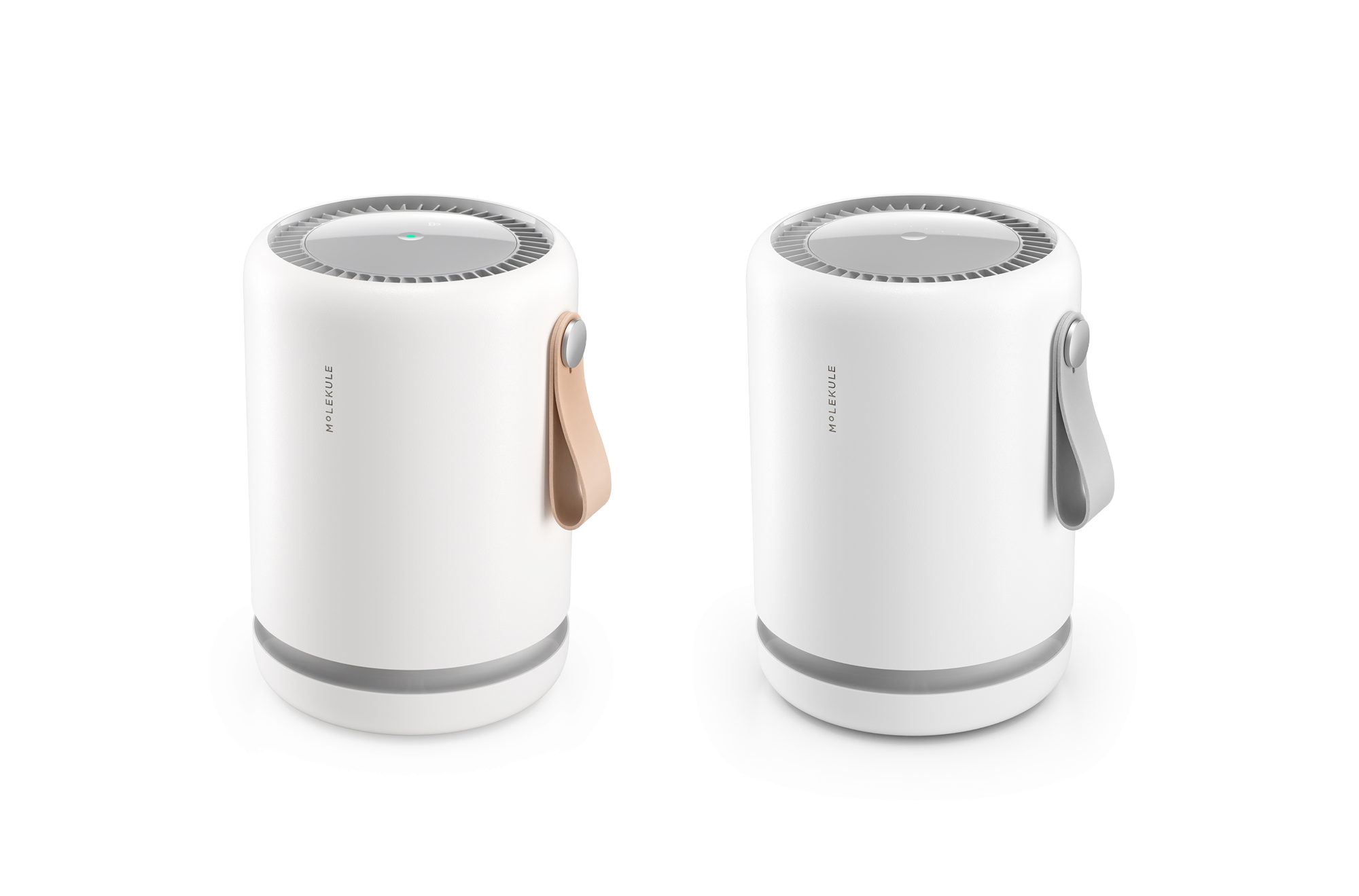 Molekule Air Mini and Air Mini+ air purifiers against white background