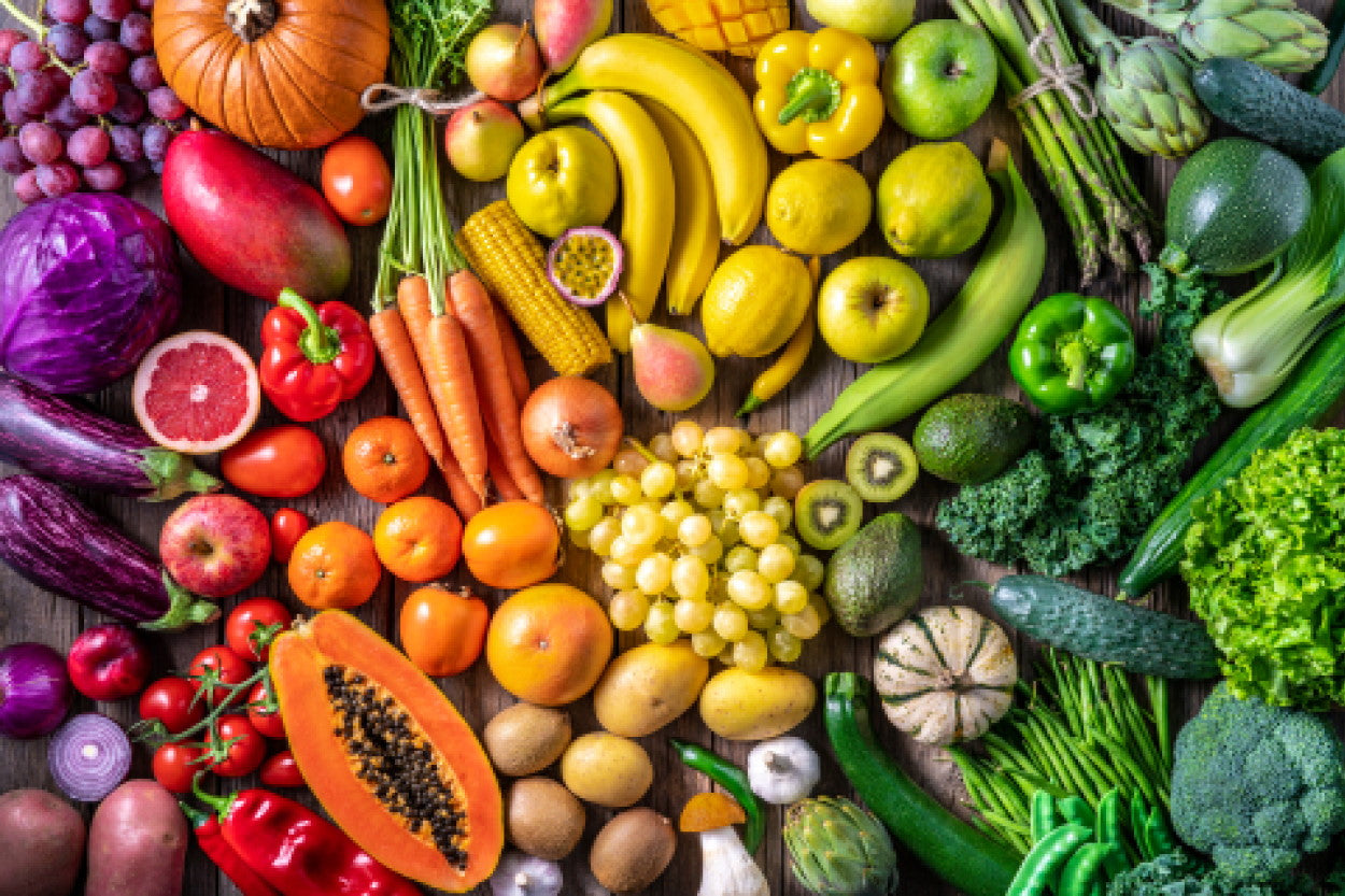 Rainbow of healthy fruits and vegetables